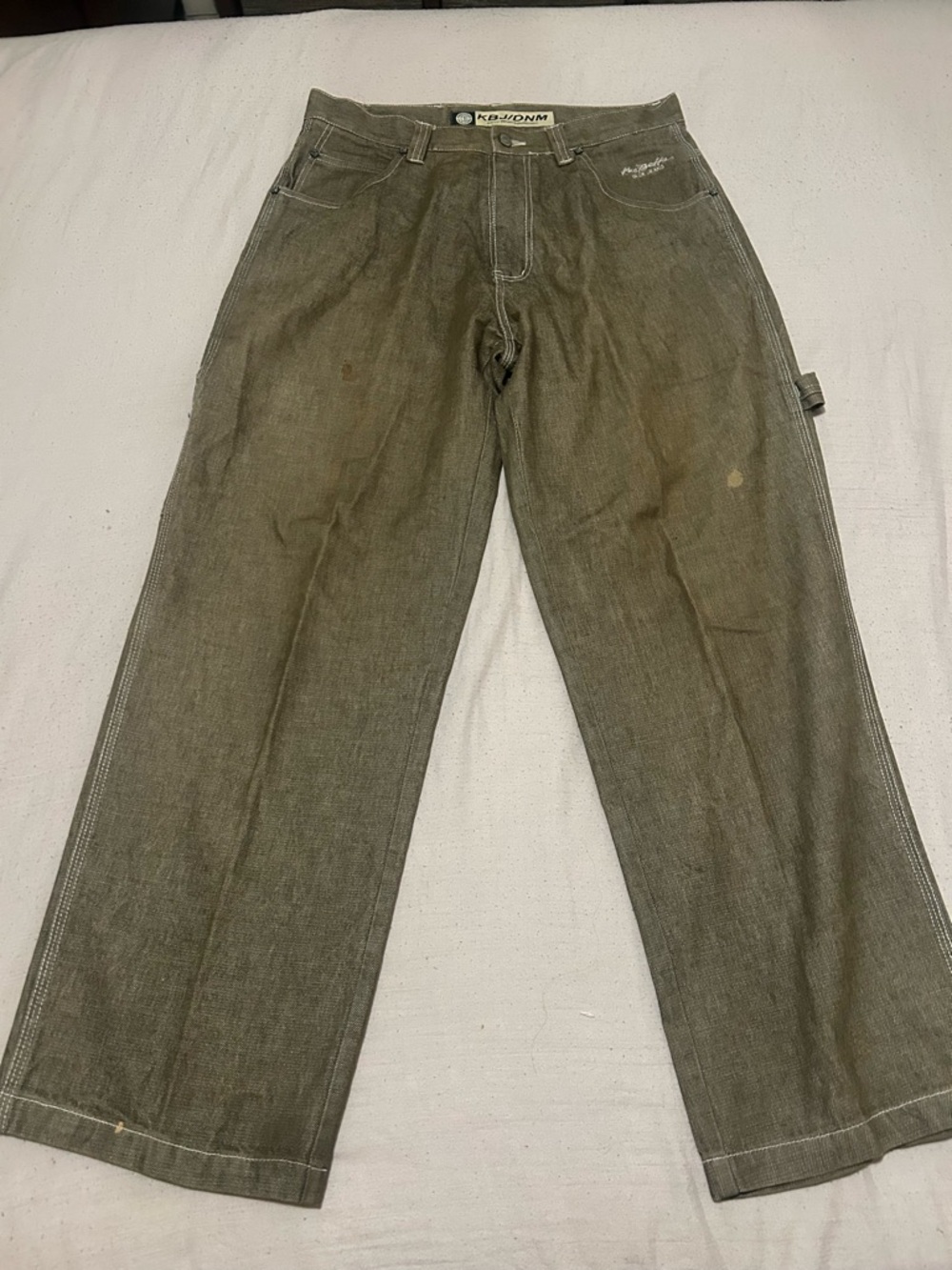 Relaxed Fit Men's Carpenter Jeans in Olive Green